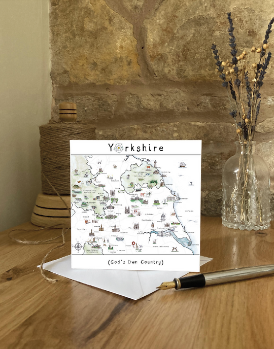 God's Own Country , A Very Yorkshire Map | Greetings Card