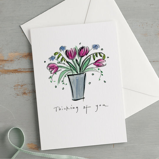 'Thinking Of You' Vase Of Tulips Card