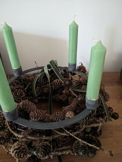 Christmas Gift Set, Larch Wreath, Advent Candle Holder With Candles