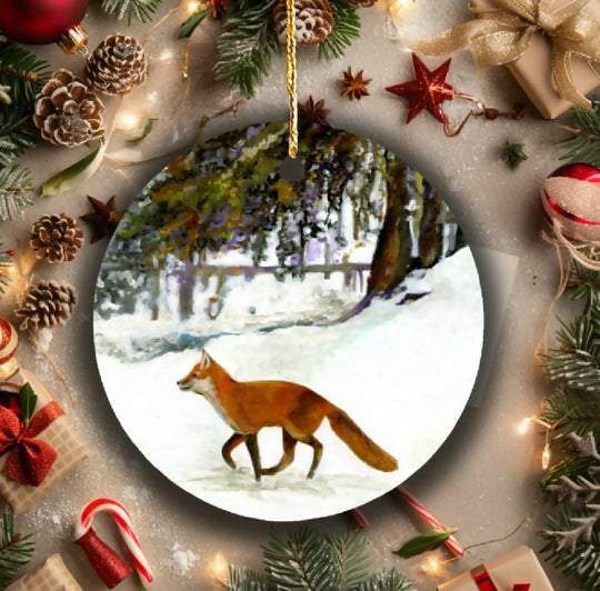 Reynard's walk home Ceramic Christmas Tree Ornament