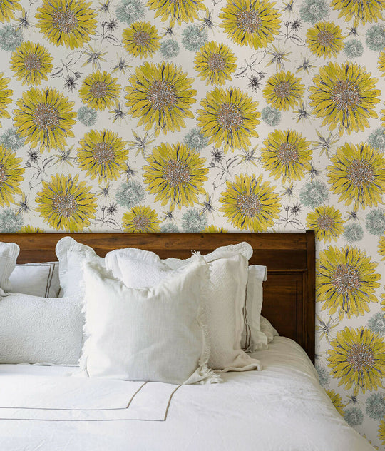 Sunflower and Flora Sustainable Wallpaper