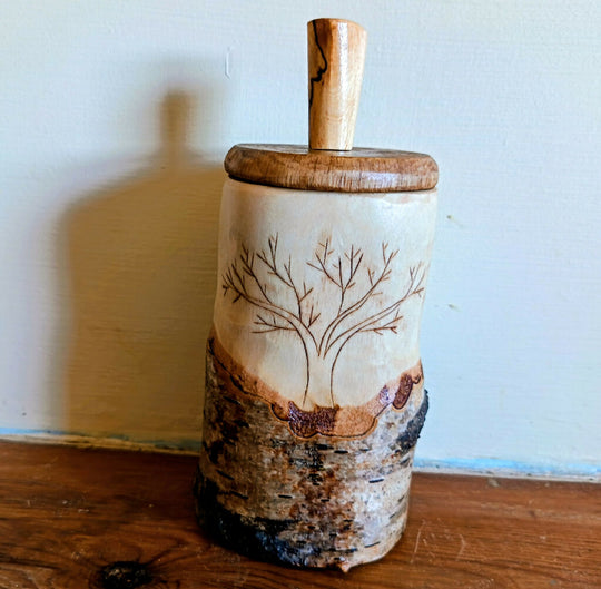 Birch Trinket Box - with tree decoration.