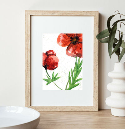 Double Poppy Watercolour Print