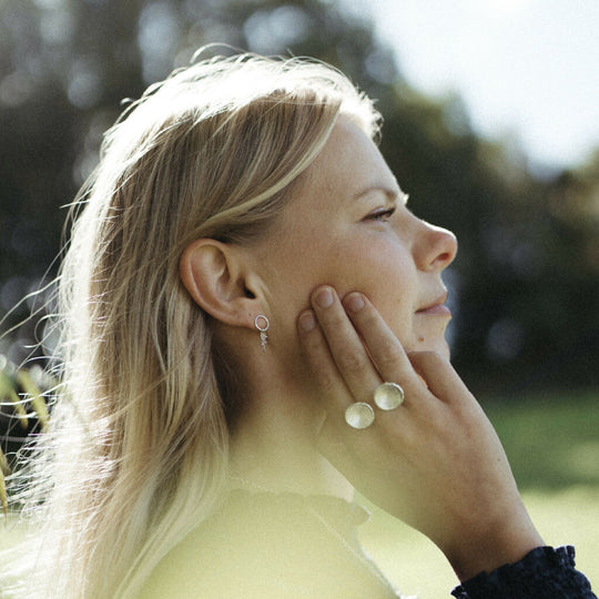 Stamen Circle Studs in Recycled Sterling Silver