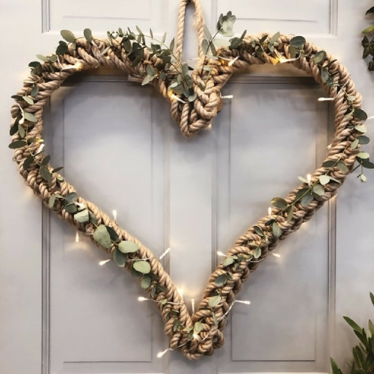 65cm Jute Heart Christmas Wreath
