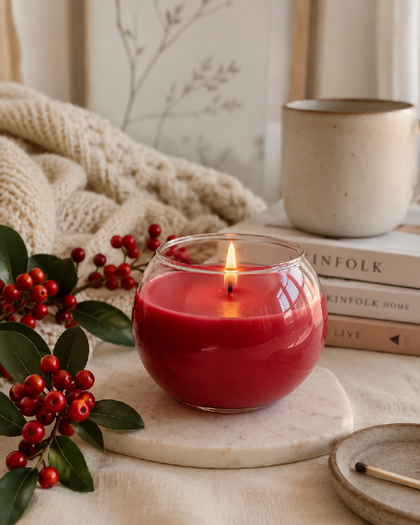 Holly & Red Berry Scented Bowl Candle