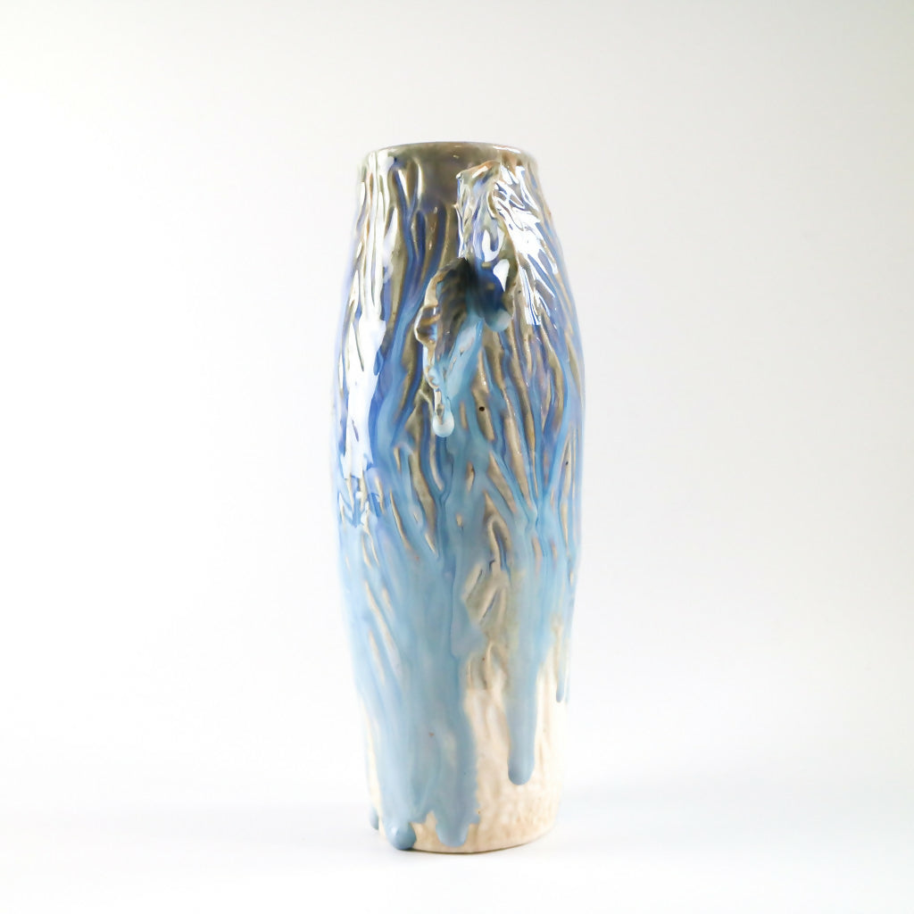 Stoneware Clay Vase in Ripple Design