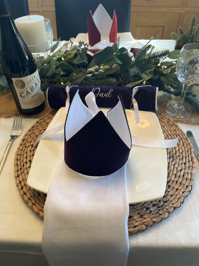 Luxury Velvet Christmas Cracker Hats/Crowns Eco and Reusable - 8 Colours