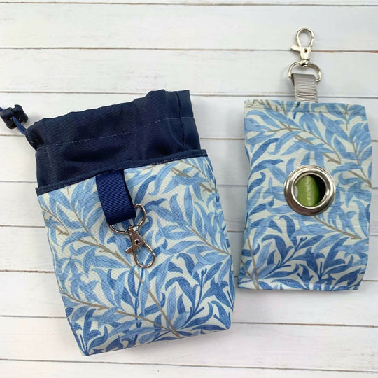 William Morris "Willow Bough" Treat Pouch & Poo Bag Pouch Gift Set in Sea Breeze