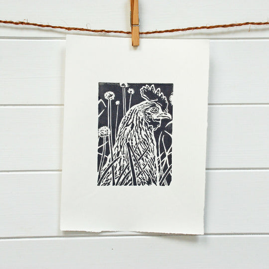 Amongst the Chives - Open Ended Edition - Original Linocut Print