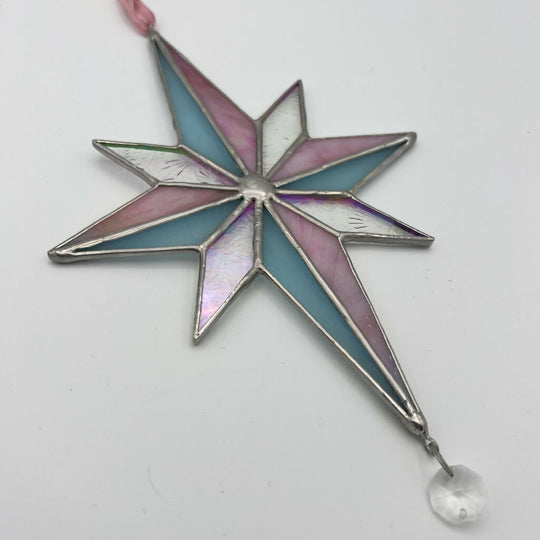 Rose and Frost Stained Glass North Star (pink and blue)