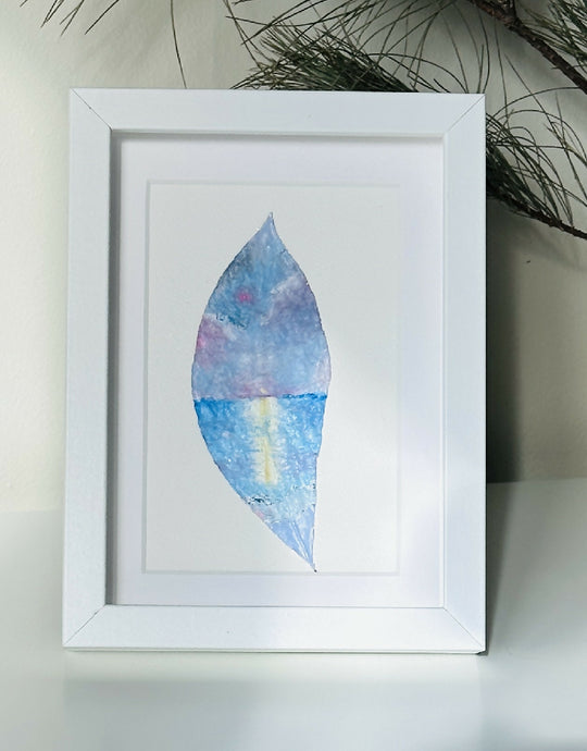 Sea Awakening Acrylic Leaf Art 15 x 20 frame in white