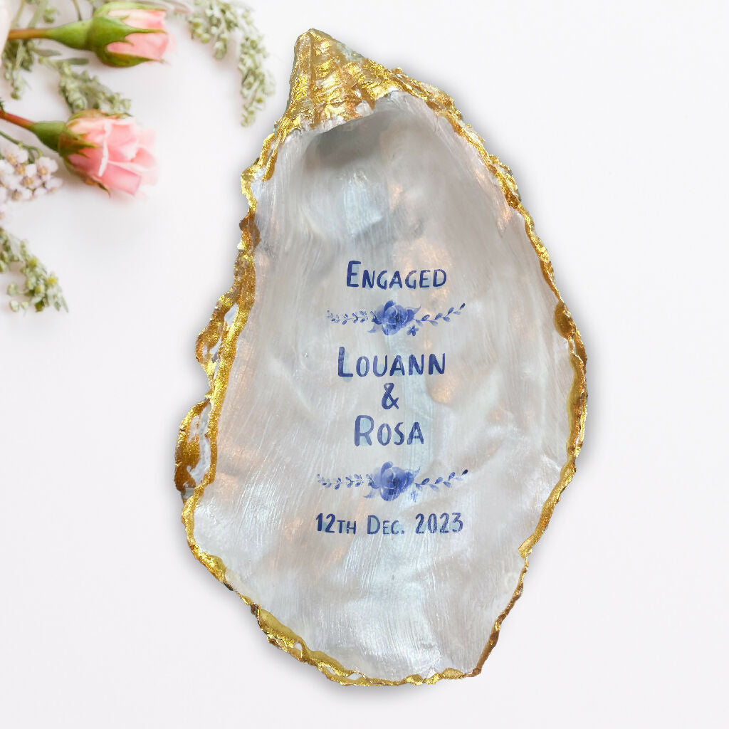 Engagement, Wedding or Anniversary Date Personalised Oyster Shell