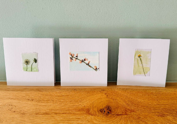 Set of 3 handmade real pressed flower cards