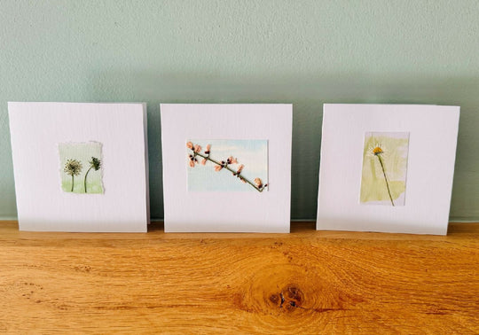 Set of 3 handmade real pressed flower cards
