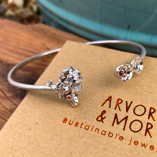 Recycled Sterling Silver Heritage Water Cuff Bangle