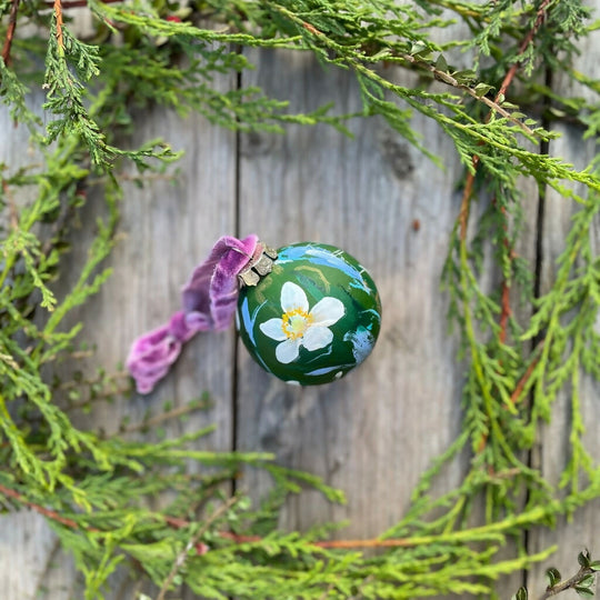 Anemone Floral Hand Painted Ceramic Bauble