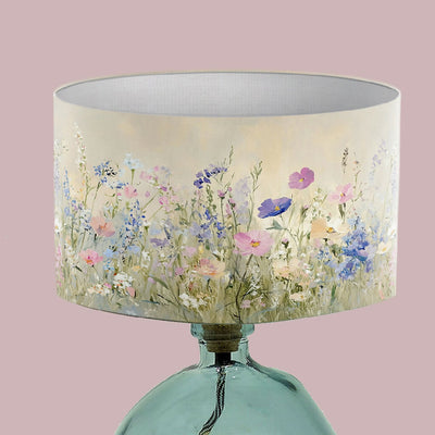 handmade floral illustration pastel lampshade wild flower lampshade vintage floral pastel print lightshade interior designer shade