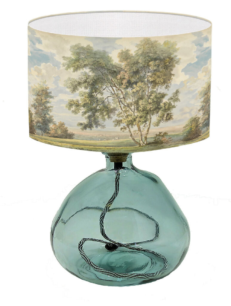 table lampshade landscape watercolour print period fine art