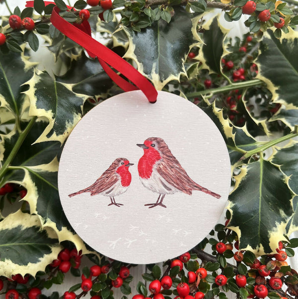 Robins Wooden Christmas Tree Decoration