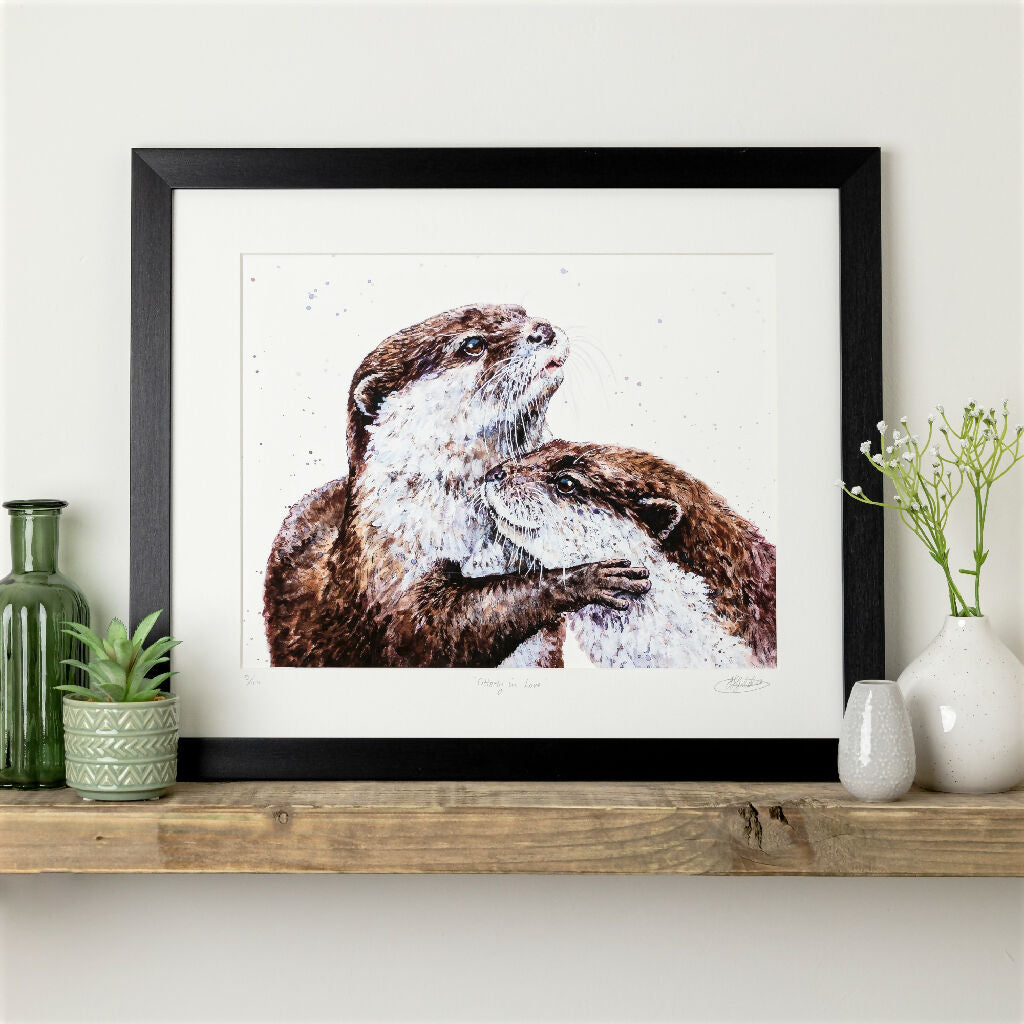 Cuddling Otters Limited Edition Print 'Otterly in Love' | Jina Gelder Illustration