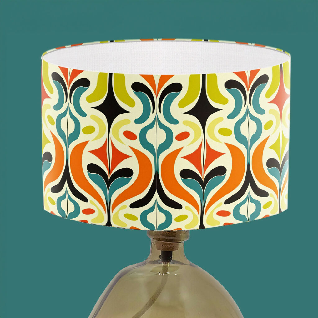 handmade lampshade lime orange teal black colourful lampshade