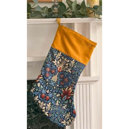 Christmas Stocking Full Velvet – William Morris Snakeshead, Navy