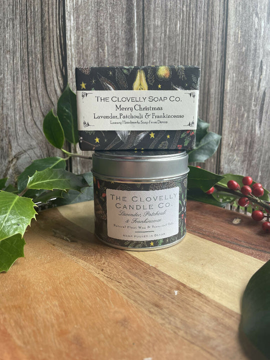 Lavender, Patchouli & Frankincense Christmas Candle and Soap Set