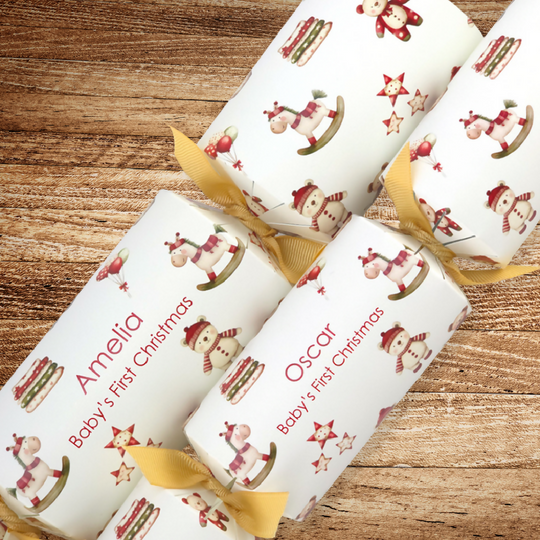 Personalised Cracker Craft Kit | Makes 4 or 6 Crackers | Baby's First Christmas