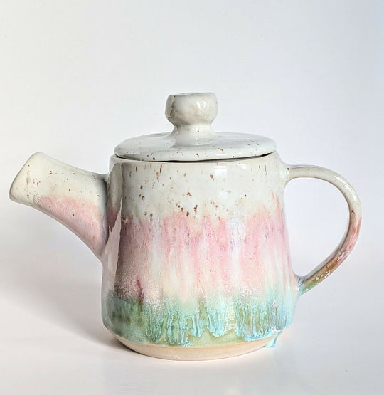 Teapot in pink and green