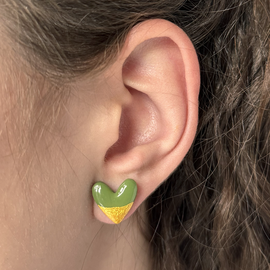 Ophelia Heart Earrings | Olive