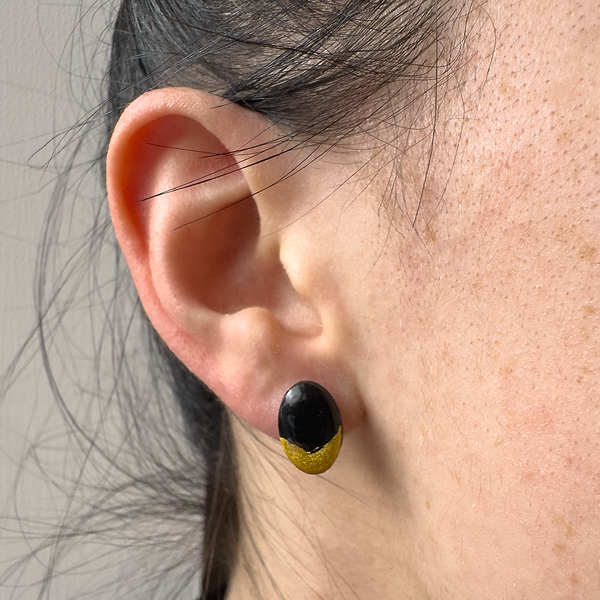 Ophelia Oval Earrings | Black