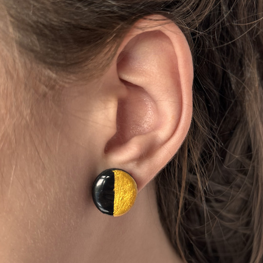 Ophelia Round Earrings | Black