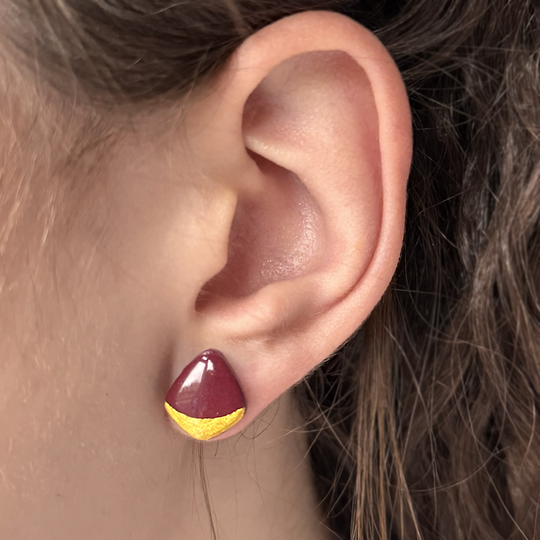 Ophelia Shield Earrings | Burgundy