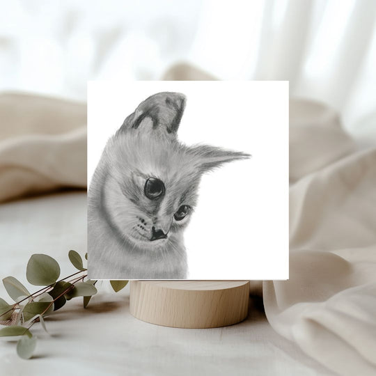Orkaria the Cat – Hand-Drawn Greeting Card | Elegant & Charming Pet Art