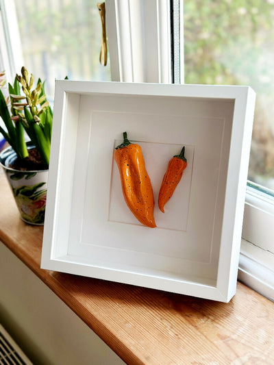 Ceramic Kitchen Wall Art: Orange Peppers