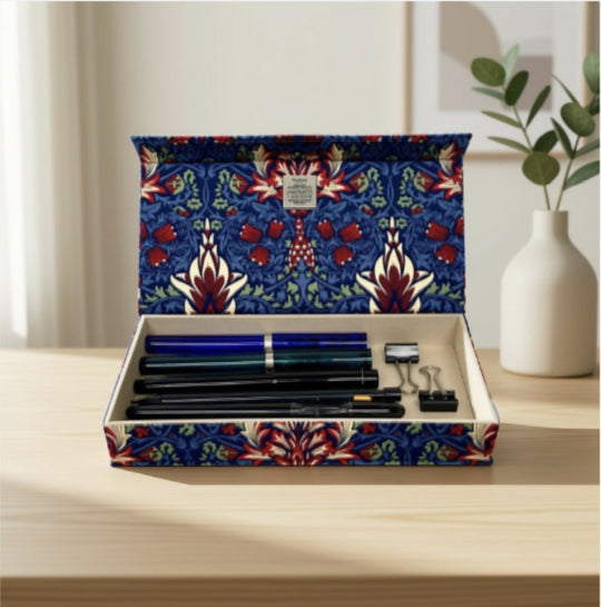 Handmade William Morris Snakeshead Pencil Case | Fabric Desk Organiser