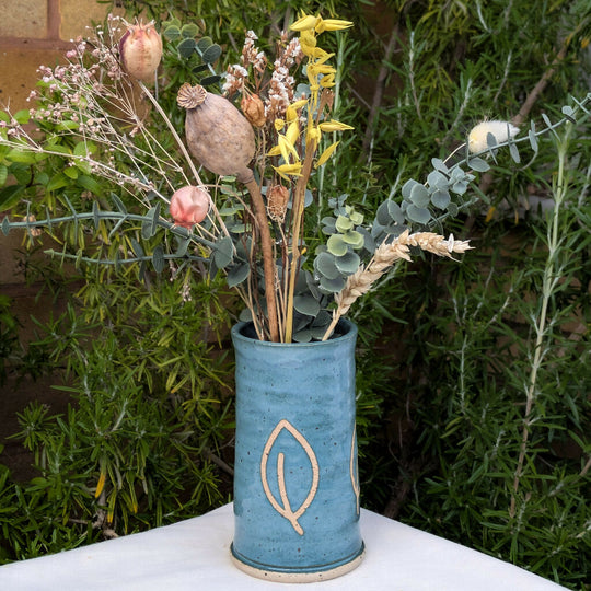 Stoneware Vase - Tourmaline Leaf