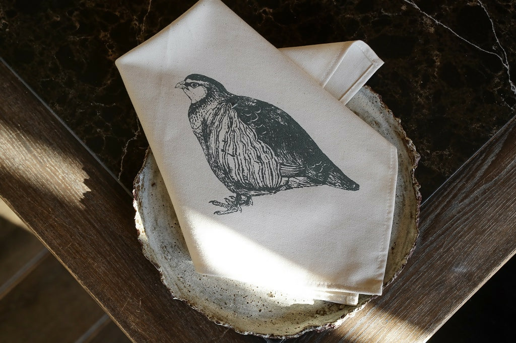 Organic Cotton Red-Legged Partridge Napkin – Set of 2