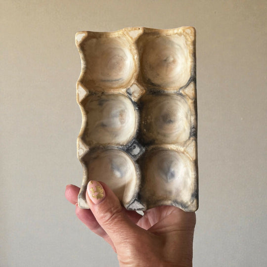 Artisan Eco Resin Egg Holder in Stone & Charcoal