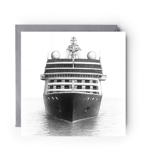 All Aboard! Hand Drawn Cruise Ship Greeting Card