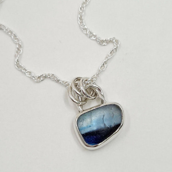 Aqua Multi Sea Glass Pendant Necklace