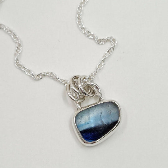 Aqua Multi Sea Glass Pendant Necklace