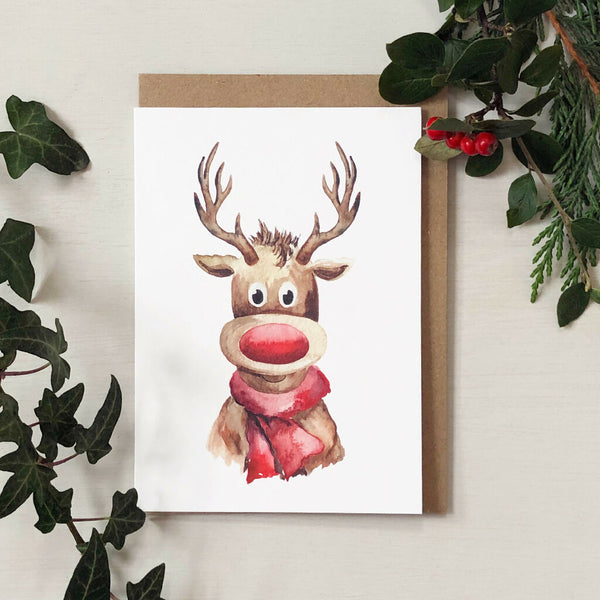 Red-Nosed Reindeer Christmas Card