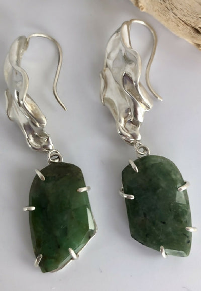 Silver and Emerald Earrings