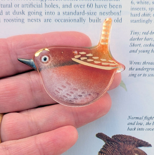 Wren, a hanging glass bird decoration
