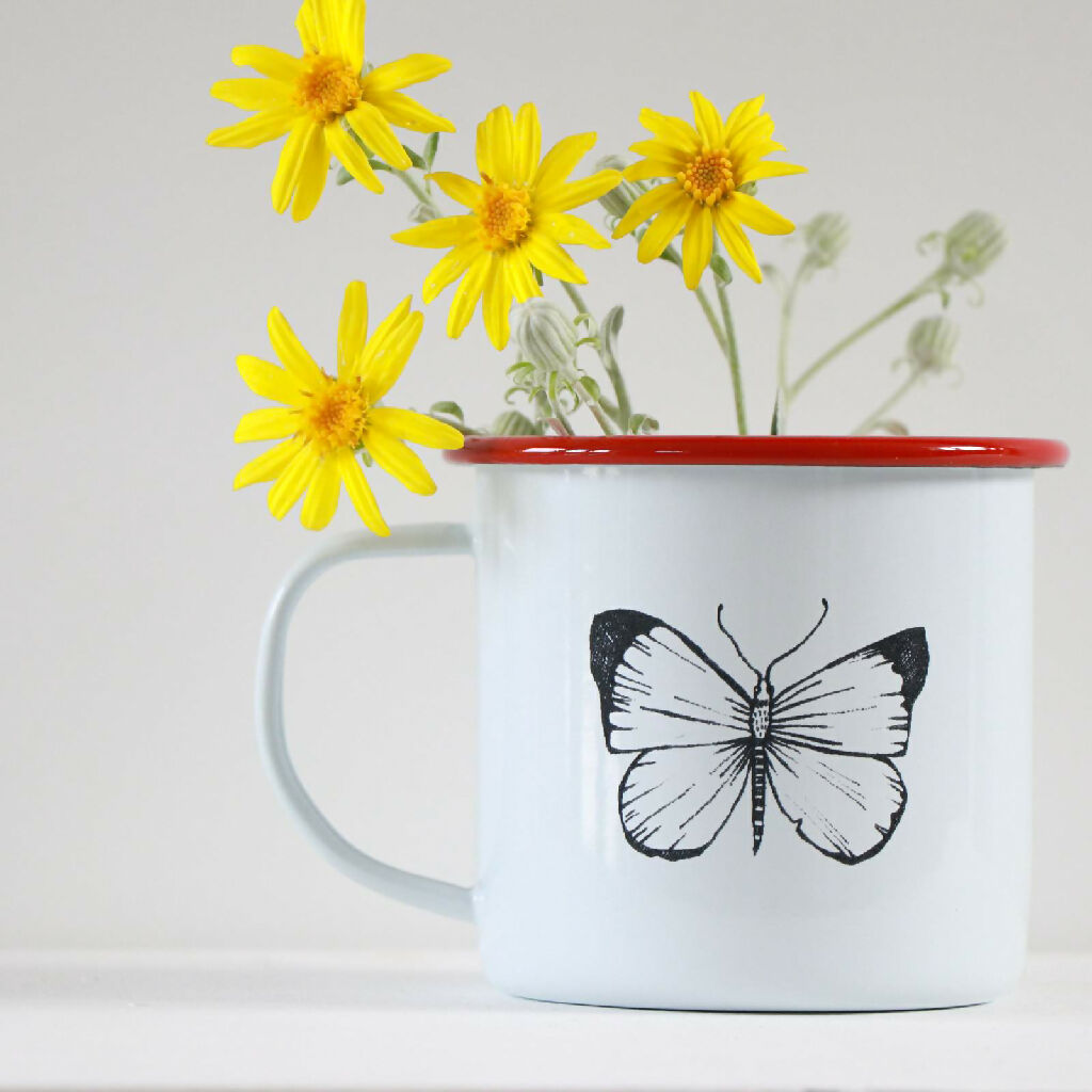 Butterfly Mug Etched in Cornwall