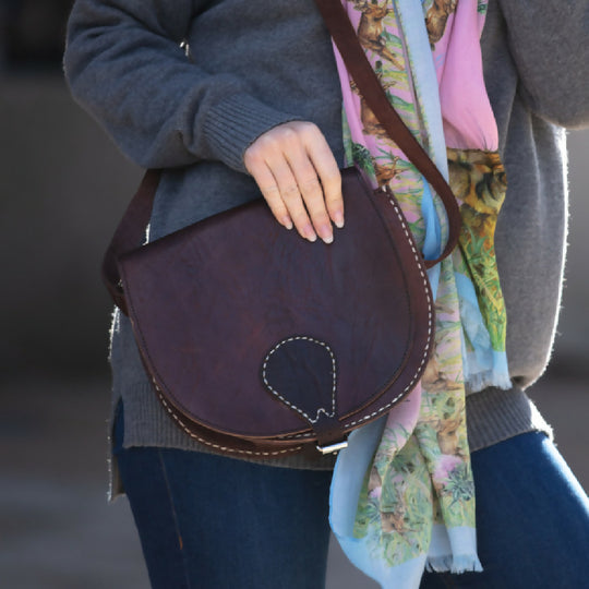 The Temara Large Saddle Bag in Dark Brown