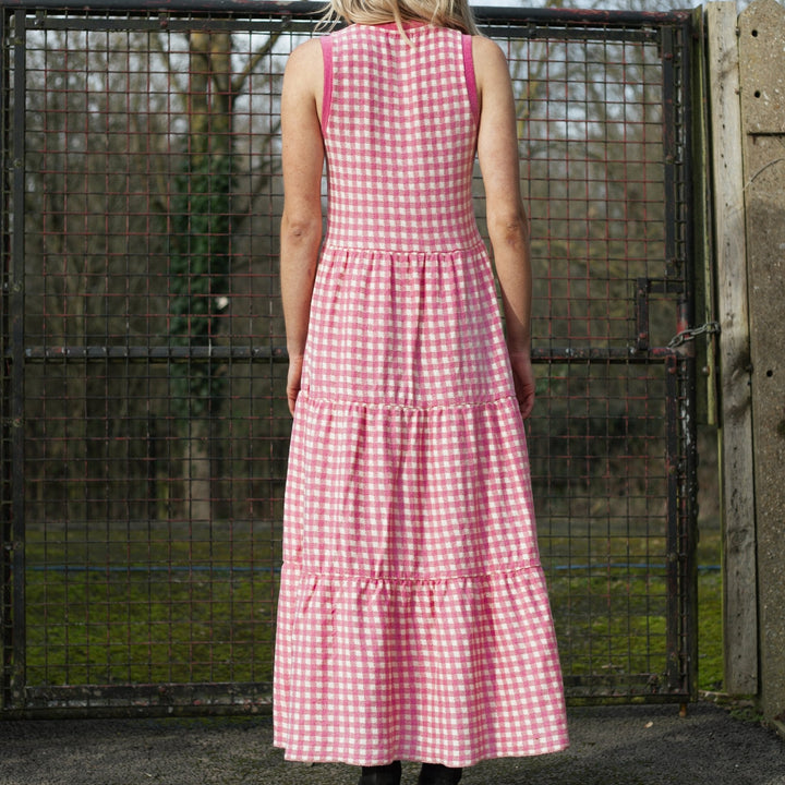 Paula Gingham Cotton Knitted Midi Dress