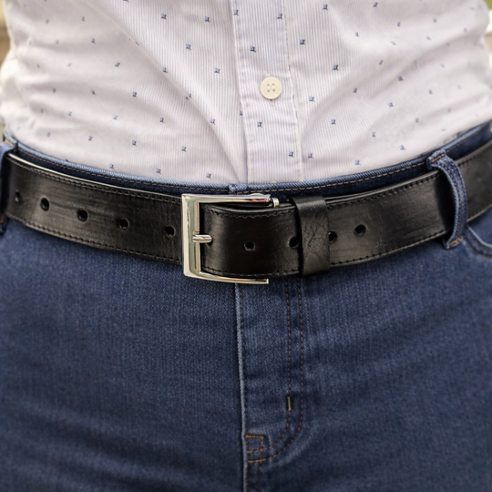 Black Leather Belt - Narrow Width